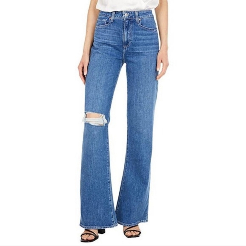 Paige Leenah high-rise wide-leg deconstructed jeans